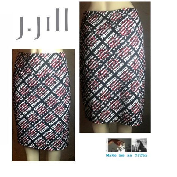 J. Jill Dresses & Skirts - J. Jill NWOT Red Black Knit Pencil Skirt Size M